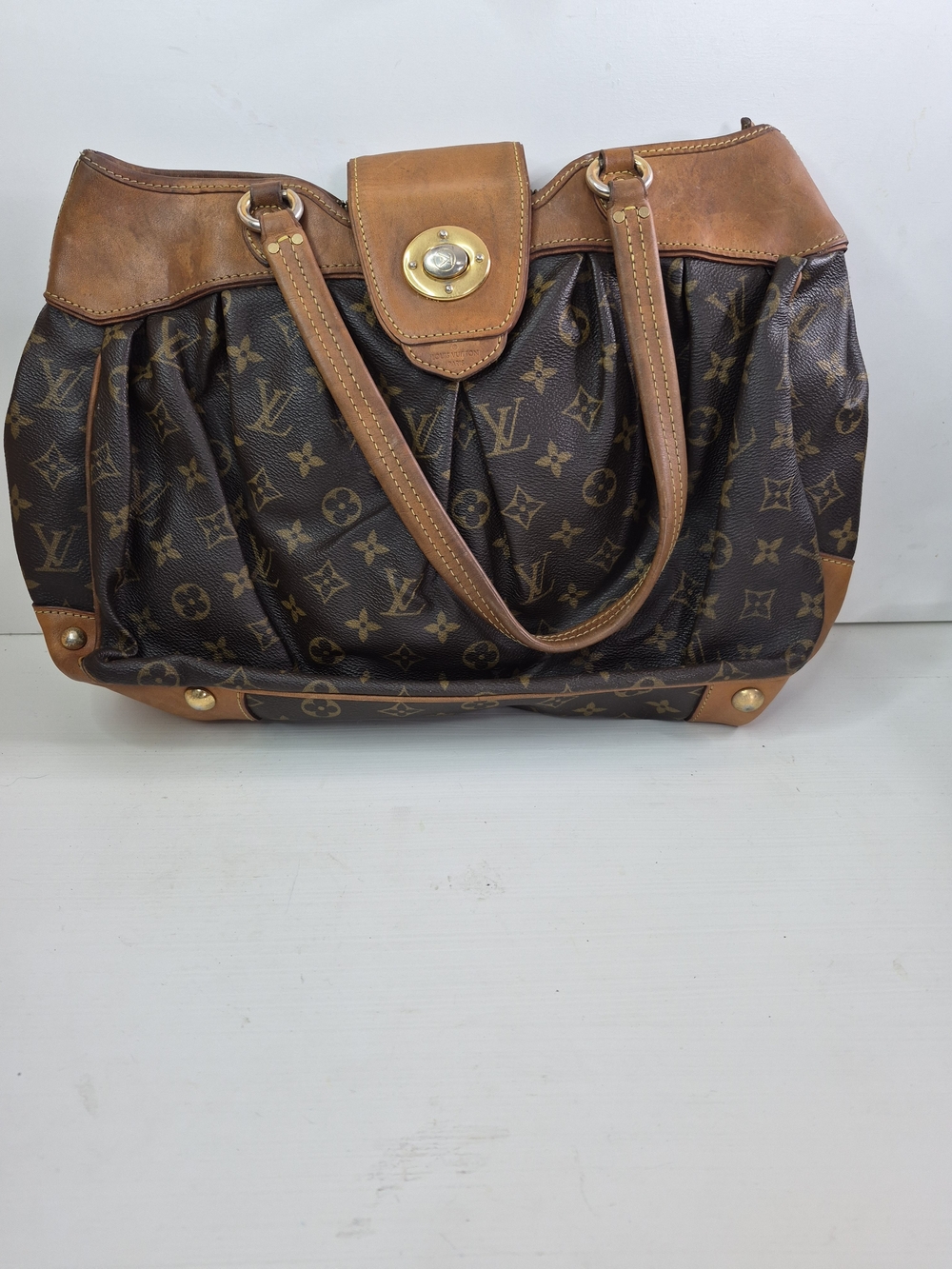 Louis Vuitton Monogram Canvas Brown Tote with Tan Leather Trim